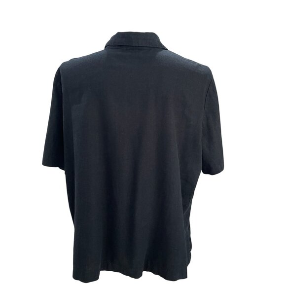 Tropical Palm Tree Button Shirt Black Linen Blend Beach Coastal Resort Vacation - Picture 8 of 8